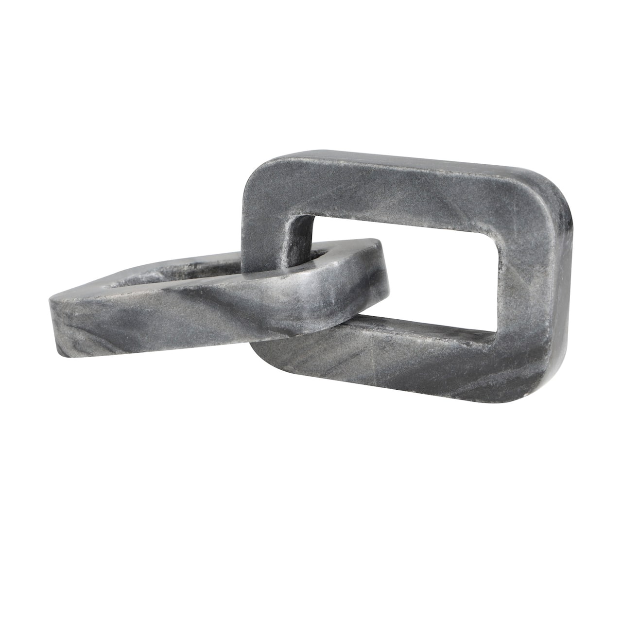 9.75" Gray Marble Geometric 2-Link Chain Sculpture Décor